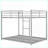 Full Over Full Metal Low Bunk Bed with Ladder - Silver for Small Spaces