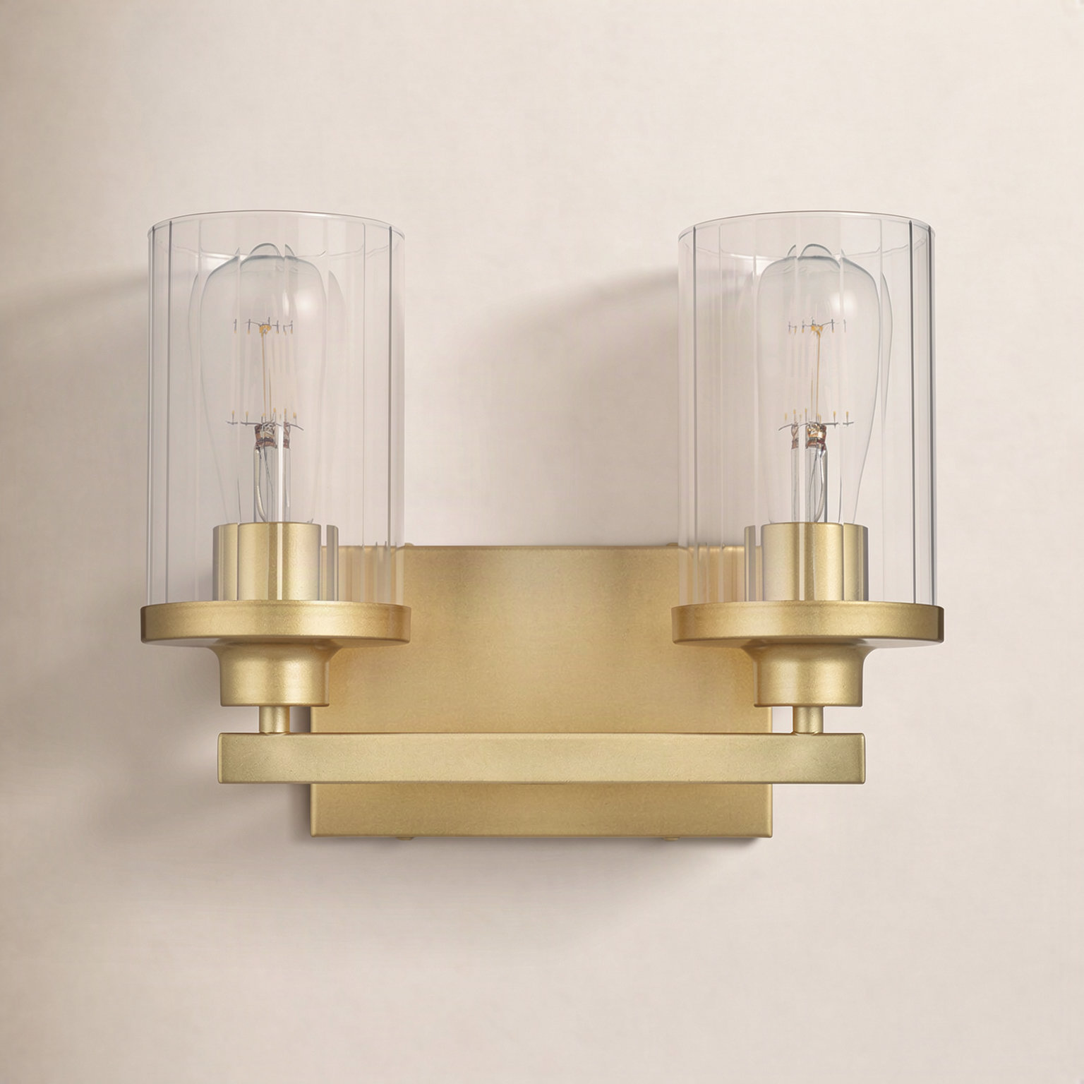Dariela Dimmable Vanity Light, Brass, 10" H x 12" W x 12" D, 2 Lights