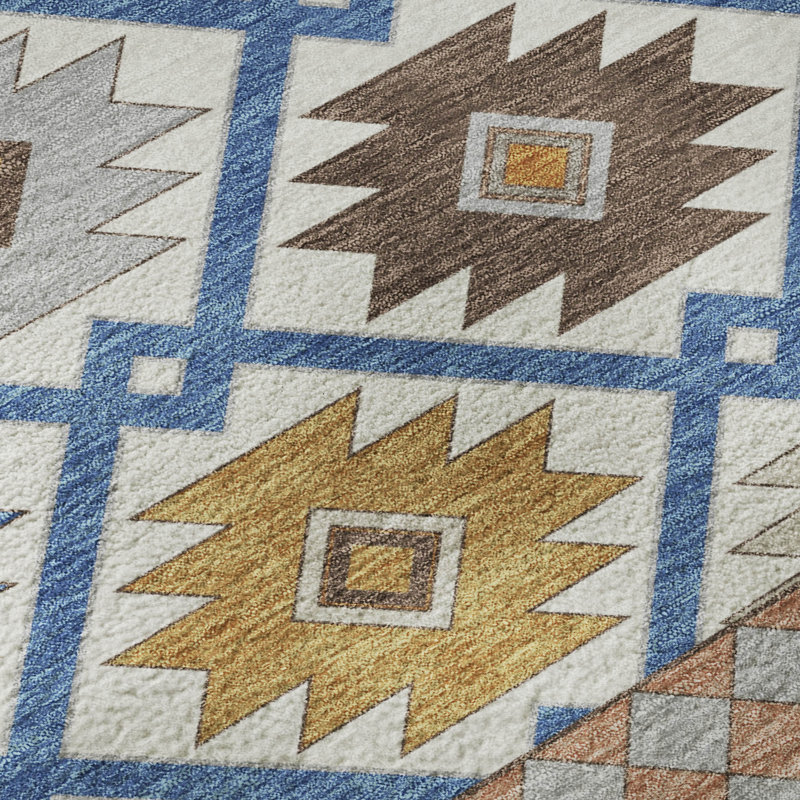 Tapis de qualité supérieure lavable à la machine Villers Southwest, Ivory, 3' x 5'
