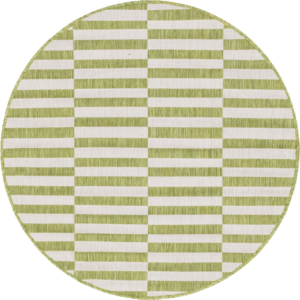 Altimari Striped Green/Ivory Indoor Area Rug Wrought Studio™ Rug 