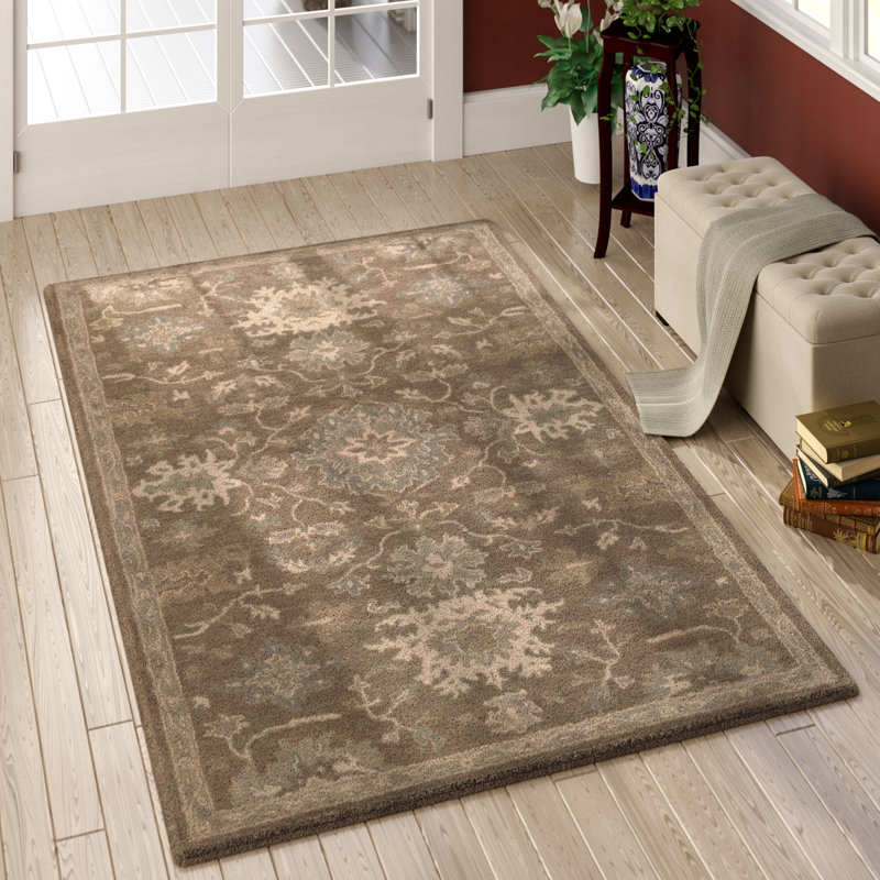Gurusharan Oriental Hand-Tufted Wool Taupe/Beige/Brown Area Rug, Slice 2' x 4' (Half Moon)