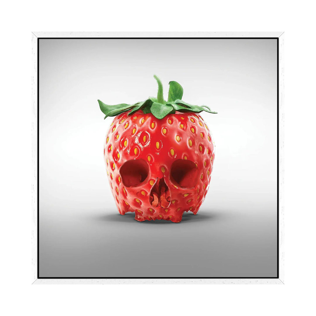 Strawberry Skull von Spielsinn Design - Galerie-verpackte Leinwand Giclée