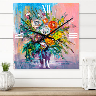 Horloge murale Bouquet de fleurs éclatantes