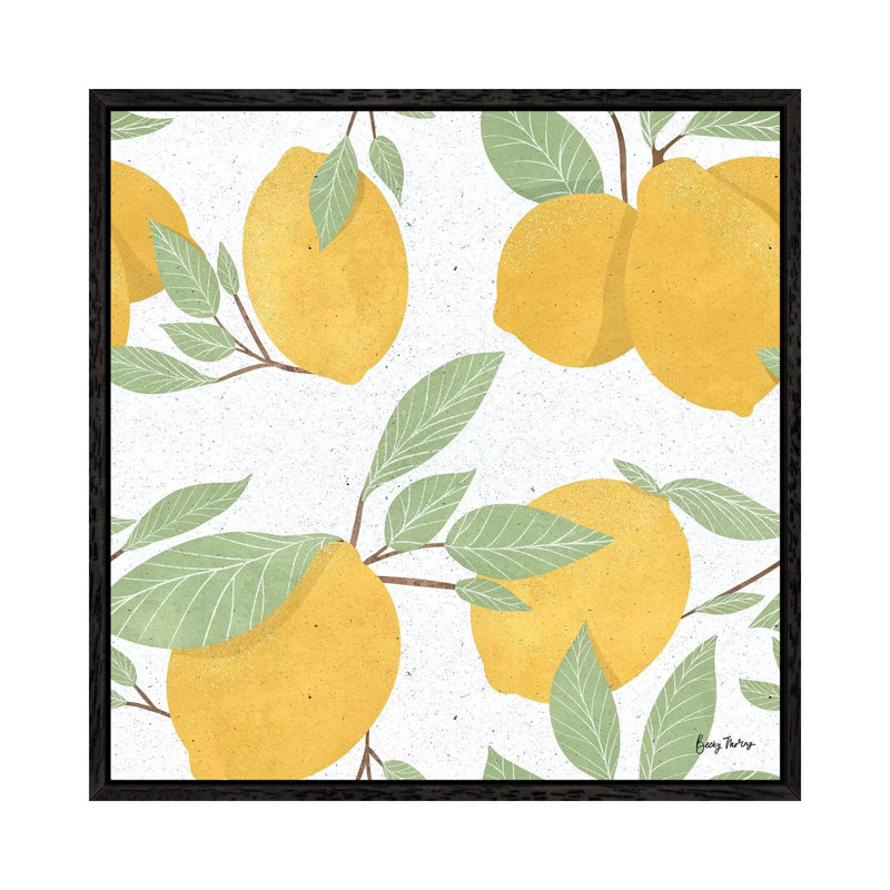 Fruity Cocktails Pattern II by Becky Thorns - Print on Canvas, Black Framed, 66.04cm H x 66.04cm W x 3.81cm D