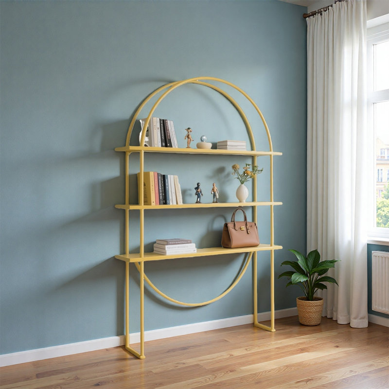Étagère de présentation jaune à double cercle, (3 tablettes) H 66,93 po x l 23,62 po x P 13,78 po
