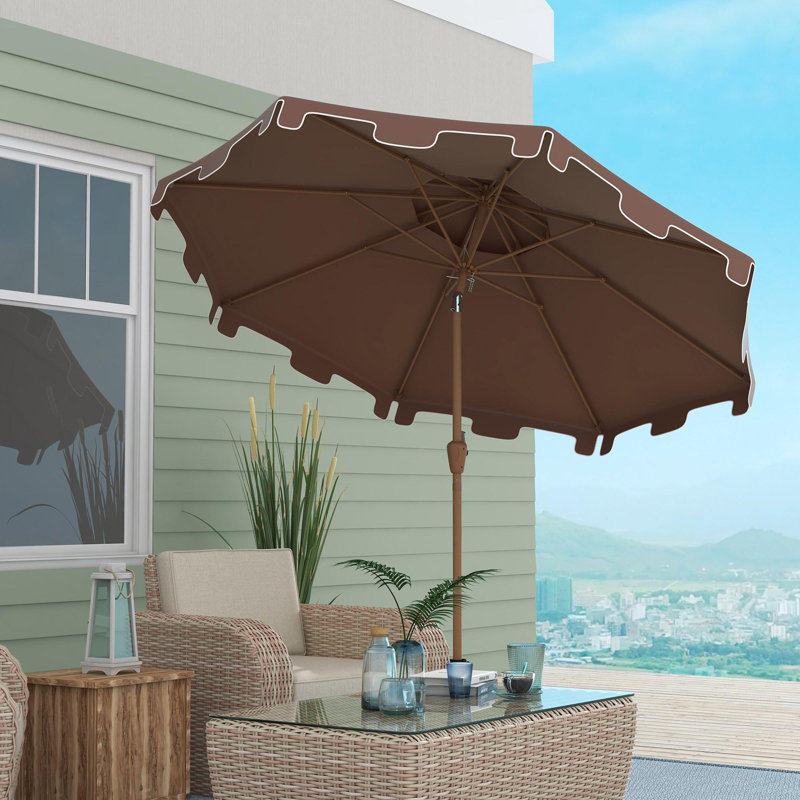 Parasol de terrasse extérieur avec mécanisme d'inclinaison, Brun