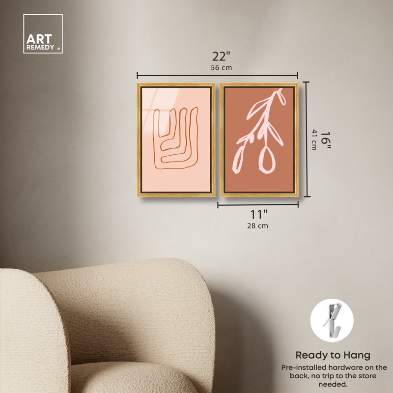 «Abstract Wall Art», ensemble de décorations murales en acrylique encadrées par Art Remedy, cadre doré, 10 x 15, 16"H x 11"W