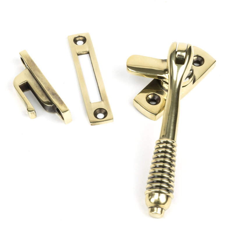 Reeded Fastener Lock, Aged Brass