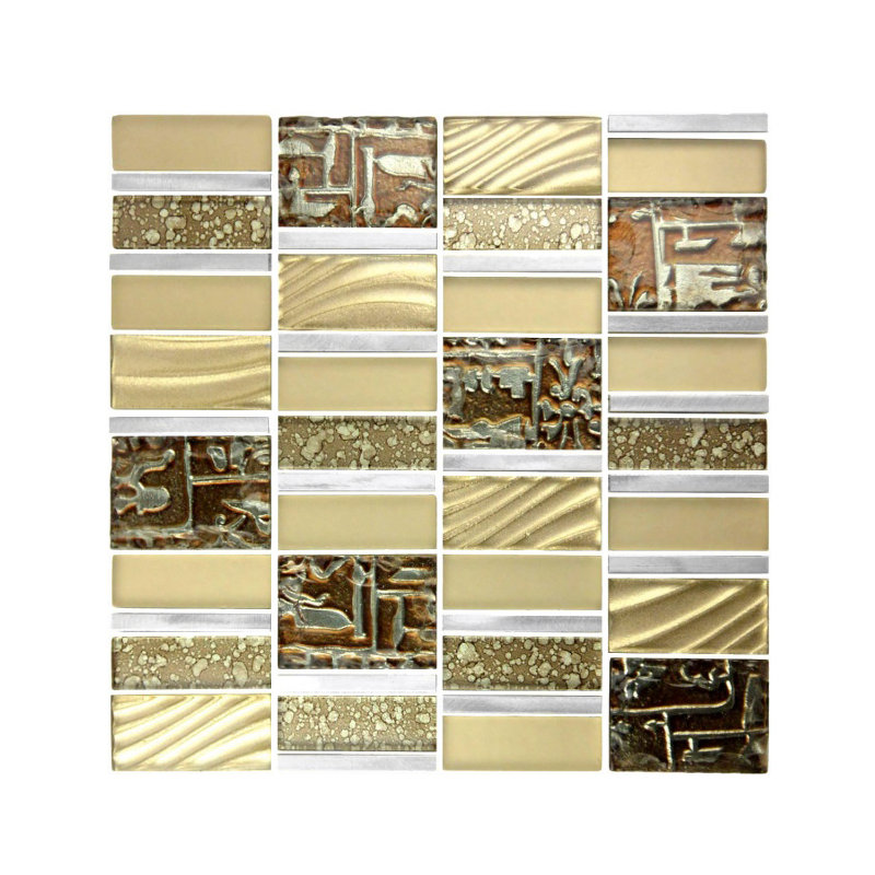Imperial 1" x 3" Glass/Metal Random Mosaic Wall Tile