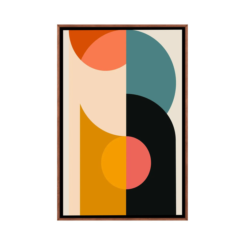 Minimalist Geometric IV - reproduction d'art murale - toile encadrée, Brun, H 26 po x l 18 po