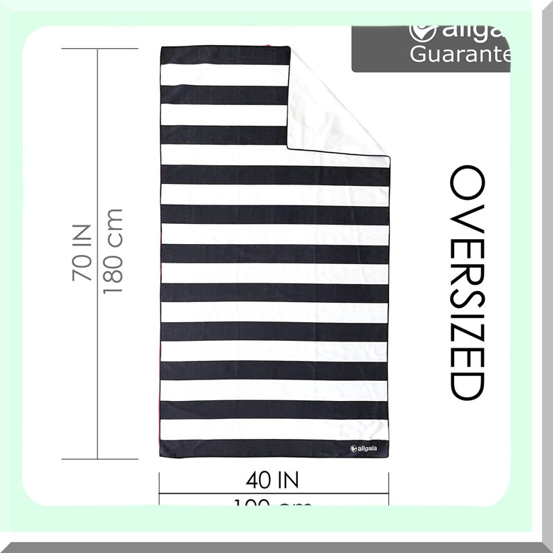 MaxiStripe Microfiber Beach Towel - Oversize 40x70 Inch, Beach Towel - 2 Pack, Black