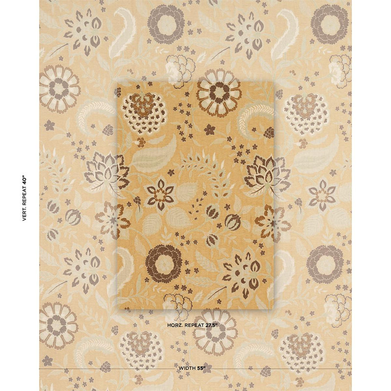 Alessia Floral Fabric, Gold