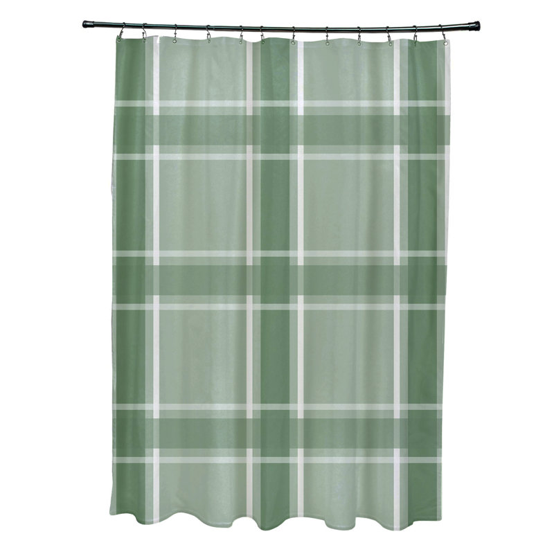 Rideau de douche simple à carreaux Bipasha, Vert
