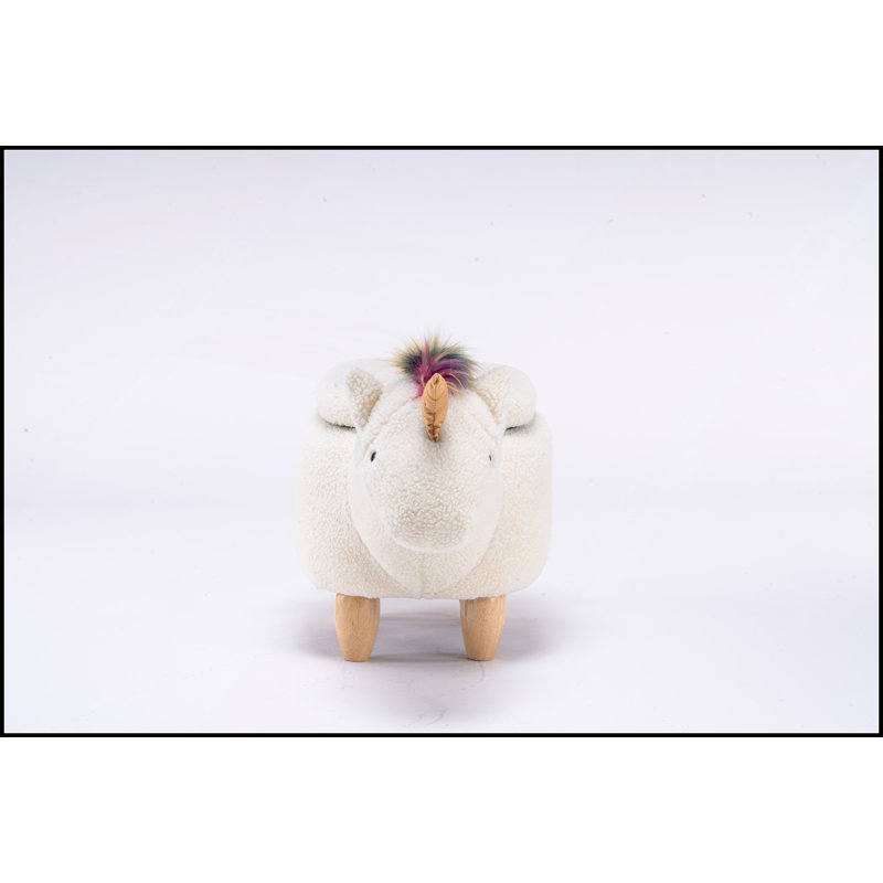 Pouf de rangement Uma la Licorne avec pieds en bois massif, rangement dissimulé, montage sans outil