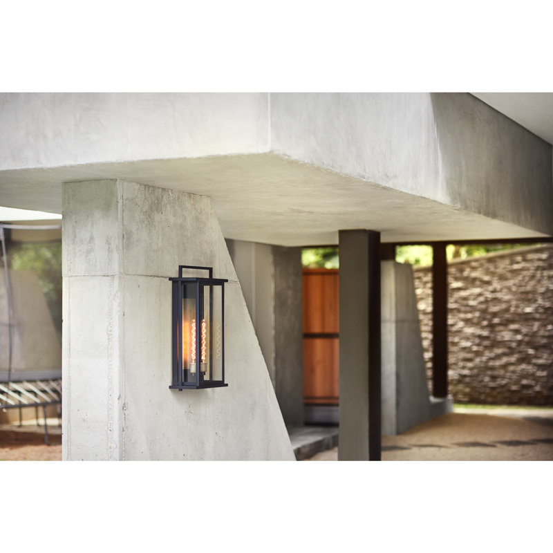 Langston Two-Tone Wall Mount Aluminum Outdoor Lantern, 28" H x 15" W x 7" D