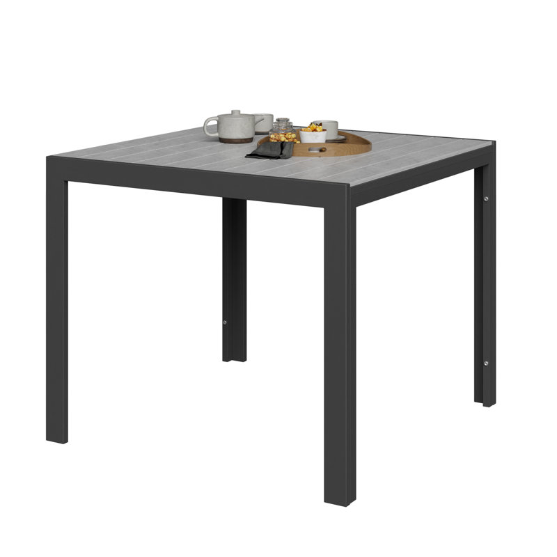 35.4" Powder-Coated Aluminium Frame Square Outdoor Patio Dining Table