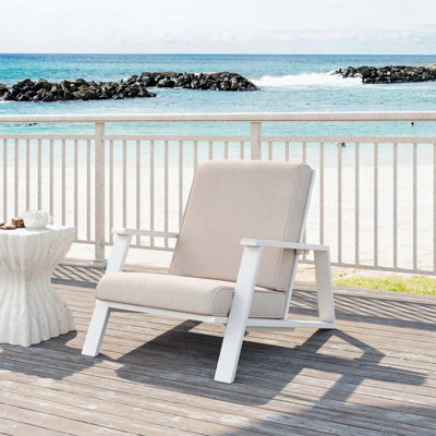 Acacia Wood Outdoor Club Chair with Beige Cushion