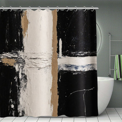 Abstract Black White Texture Shower Curtains, 71X71