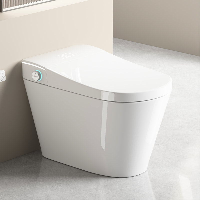 Intelligent Bidet Toilet With Auto Open Seat, Siphonic Jet For Waste Removal, Warm Air Drying And Led Display, White Ceramic Dryer, Flushing, Display Seat Temperature Adjustment, Color