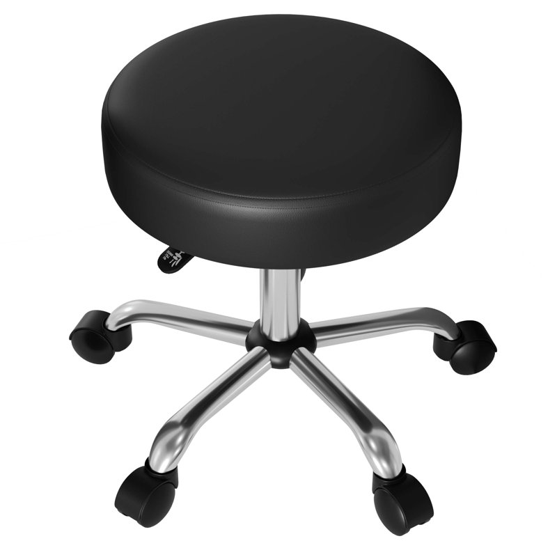 Tabouret roulant à hauteur réglable avec roulettes, Silver, Black