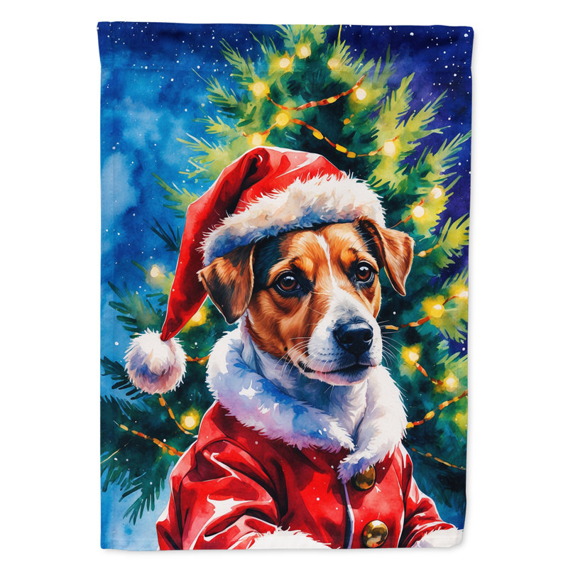 Drapeau de maison de Noël chocolat caniche chocolat, Jack Russell Terrier