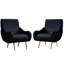Ensemble de 2 fauteuils d'appoint rembourrés de style moderne Mid-Century de 28 po avec pieds en métal doré et argent et accoudoirs courbés pour salon, chambre à coucher et meuble-lavabo Aitana-1986493100-1986493101