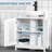 Space Saving Bathroom Cabinet - Under Sink 2 Doors White Storage