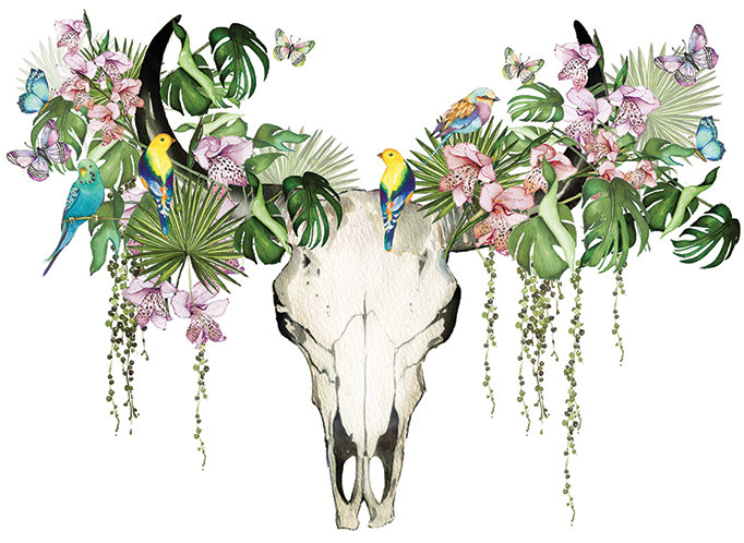 Tropical Skull 1 Piece Wall Art, 30cm H x 40cm W x 0.01cm D