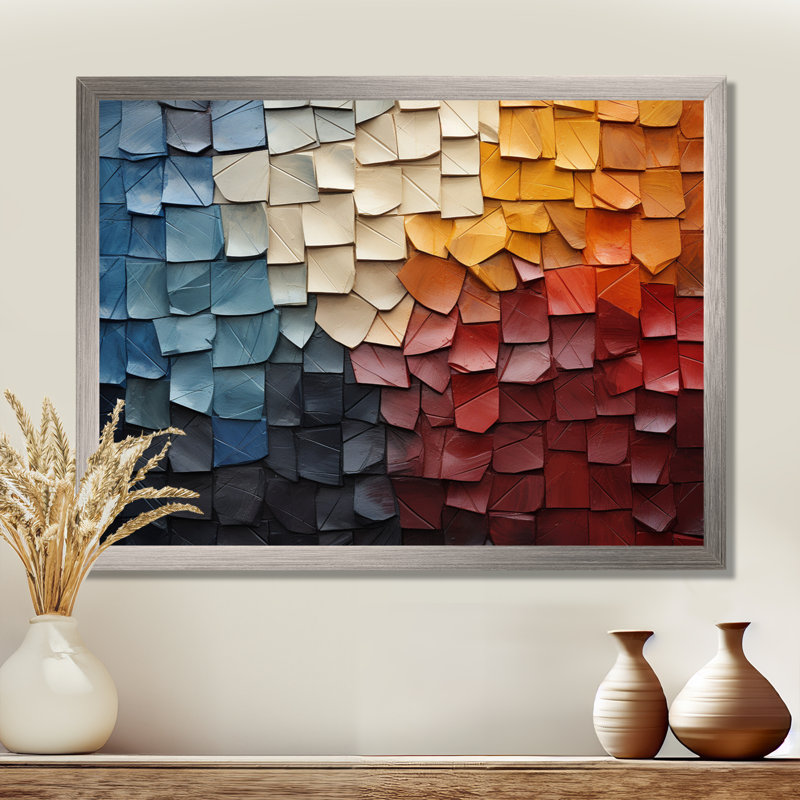 Forest Red Wood Collage III - Modern Wall Decor, Natural Floater Framed, 34" H x 44" W x 1.5" D