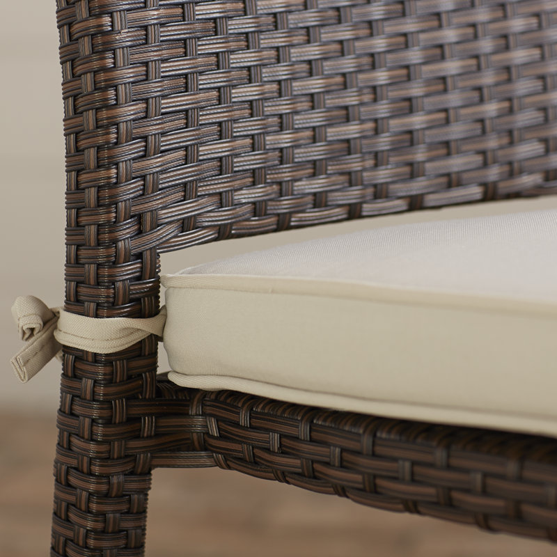 Chaise d'appoint de patio en osier Alyisa, Blanc performance, Brun