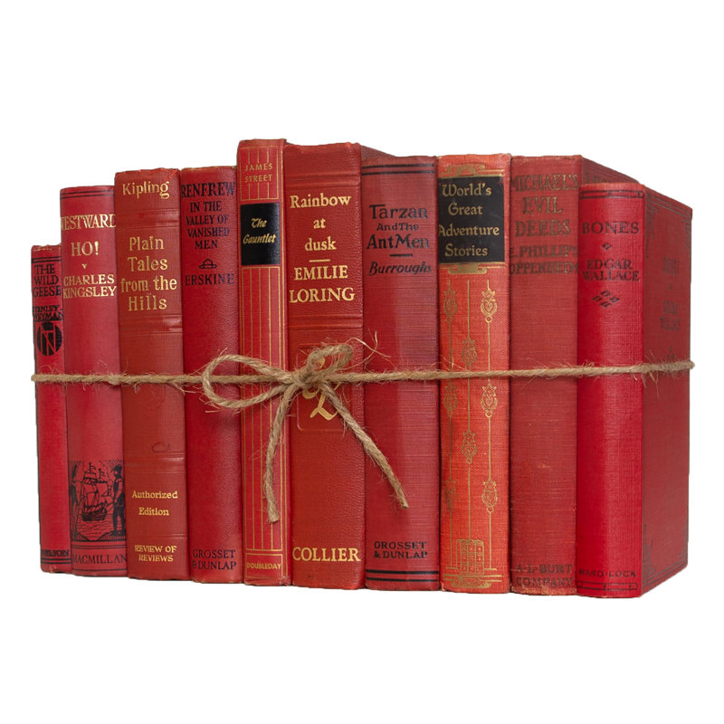 Livres décoratifs - Ensemble de livres Vintage Orchard - 1 pied de livres rouges