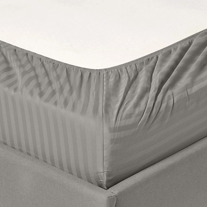 600 Thread Count Egyptian-Quality Cotton Sheet Set, Twin Sheet Set with 1 Pillowcase, Gray Stripe