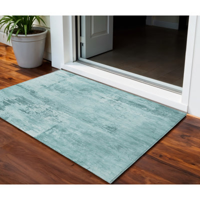 Tapis d'extérieur lavable abstrait bleu sarcelle 3 pi x 5 pi