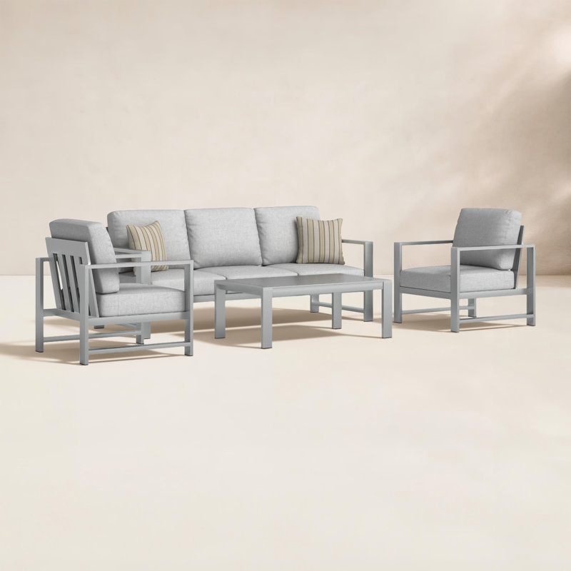 Dulcie 5-Person Seating Set with Sunbrella® Cushions, Canvas Granite Sunbrella® Canvas