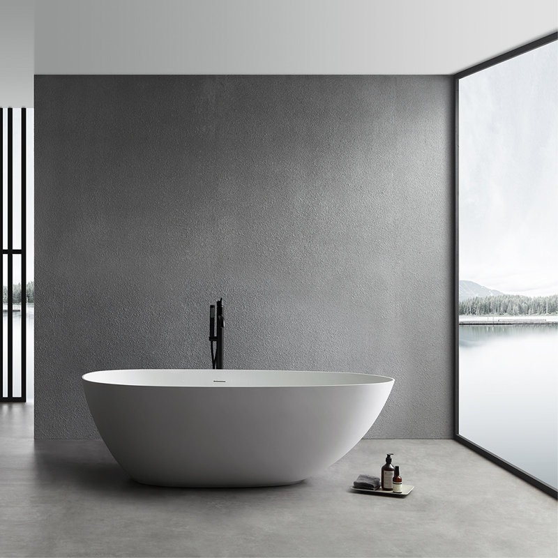 Baignoire de trempage autoportante à surface solide L 67 po x l 34 po