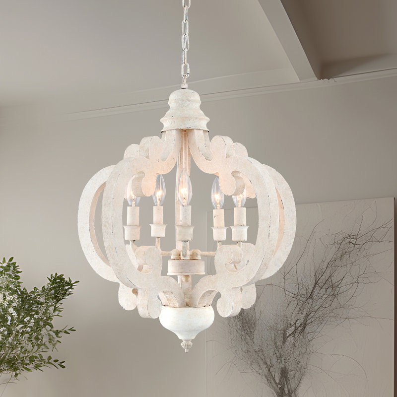 Lustre géométrique en bois 5 lumières Lazlo