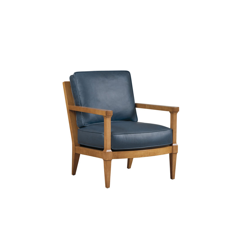 Chaise en cuir Splash, Cuir véritable bleu, Brun