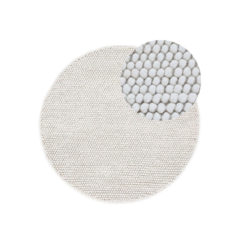 Handgefertigter Wollteppich aus in Creme Wool Hand Loomed Area Rug, Round 150cm