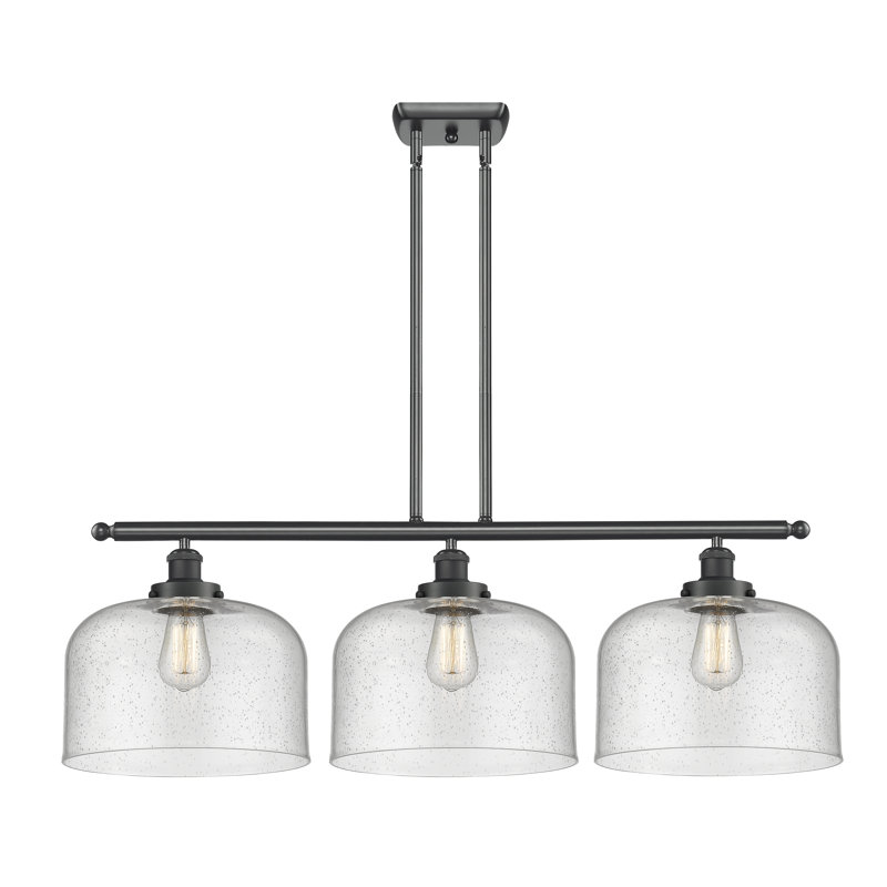 Luminaire suspendu linéaire à 3 lumières pour îlot de cuisine Lattimer, Grainé, DEL, Noir mat