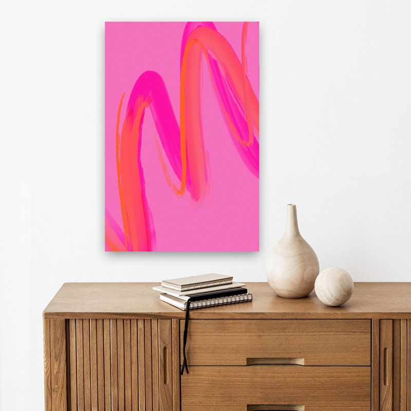 Neon Brushwaves Abstract Bold Colorful Lilac Violet Wall Art Print by Treechild - Wrapped Canvas Print, 45.72cm H x 30.48cm W