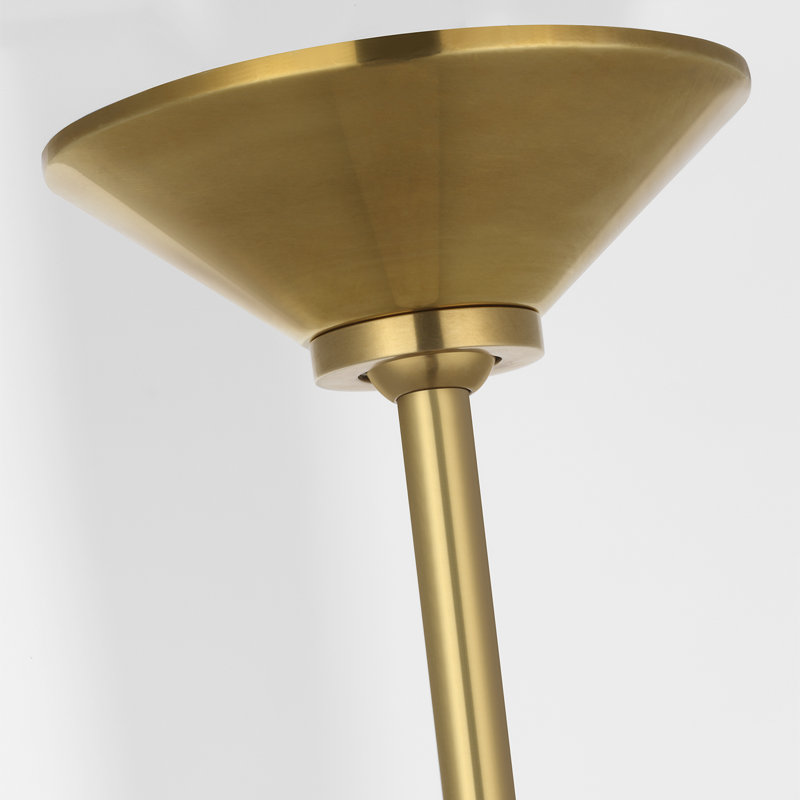 Amber Lewis Ponce Pendant with Shade, 47" H x 13" W x 13" D, White, Hand-Rubbed Antique Brass