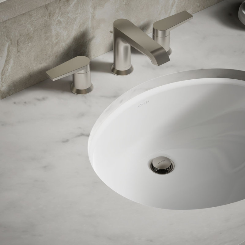 Caxton® Vitreous China Oval Undermount Bathroom Sink and Glazed Underside, Ice Gray
