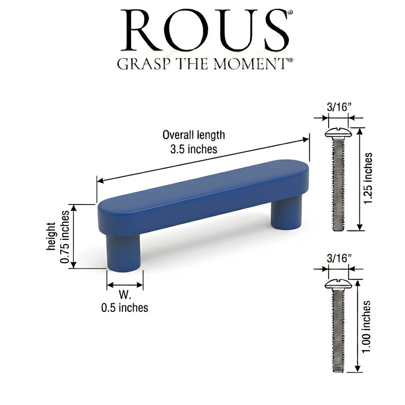 ROUS Hardware Mid-Century Modern Cabinet Handle 1-Count, 3.5", Polo (Navy Blue)