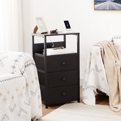 Petite table de chevet pour commode pour chambre à coucher, 3 tiroirs, grande table de bout