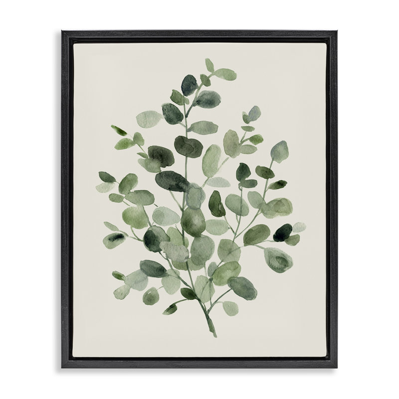 Feuilles d'herbes tachetées, Cadre flottant noir de jais, H 21 po x l 17 po