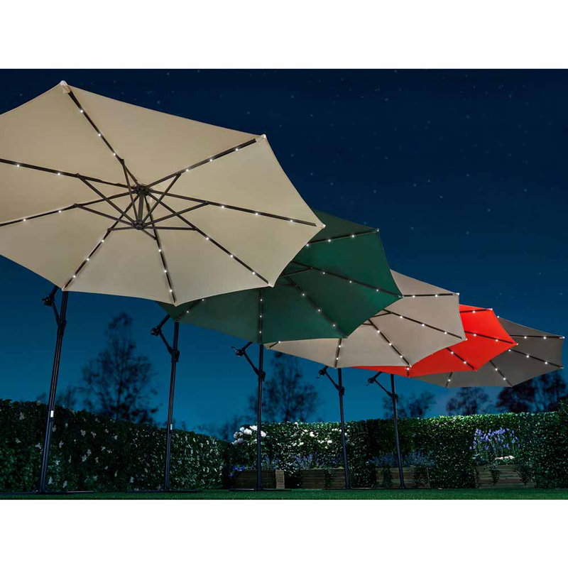 Blevins 270cm Lighted Cantilever Parasol, Charcoal