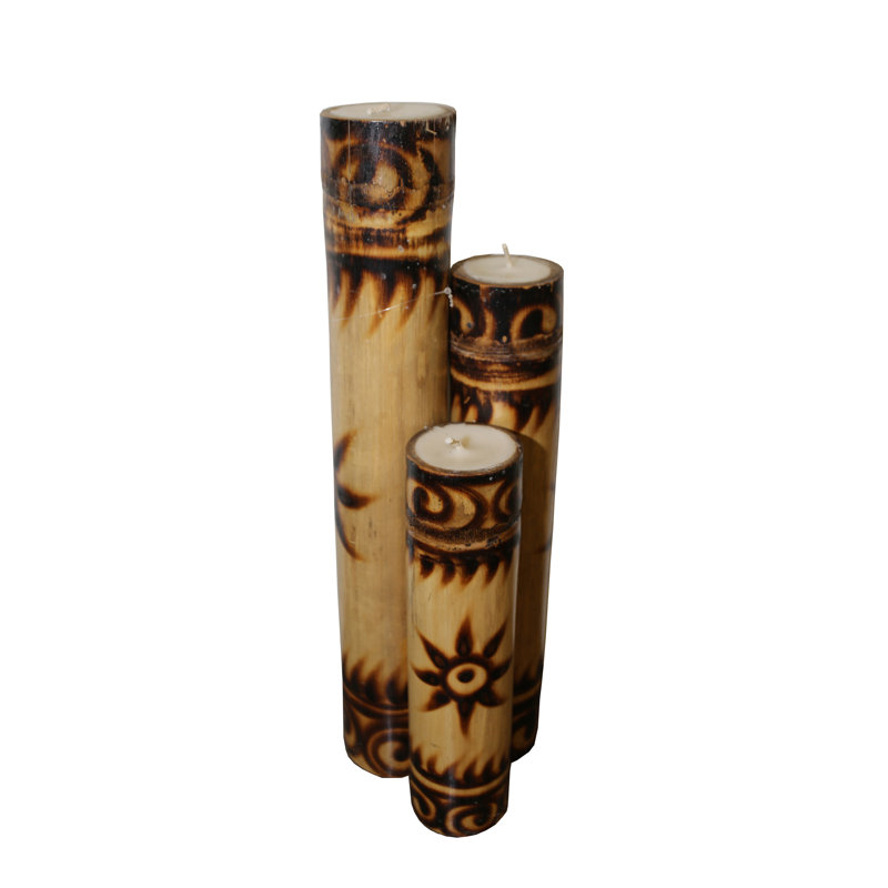 Wood Tabletop Votive Holder with Candle Included, 19" H x 4" W x 4" D, Brown