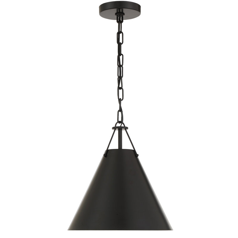 Luminaire suspendu conique à 1 lumière Kinston, Noir, noir, noir, noir, Noir