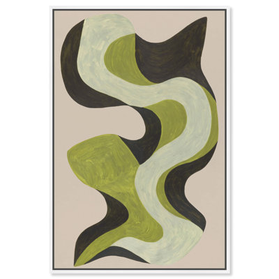 Toile imprimée encadrée Totem II Fluid, style bohème moderne, par Art Remedy, cadre blanc, 10 x 15 pouces