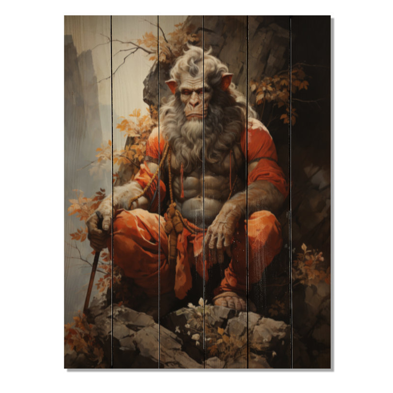 «Carlaysia Hinduisim Art Hanumans Devotion II», reproduction sur bois, H 40 po x l 30 po x P 0,78 po